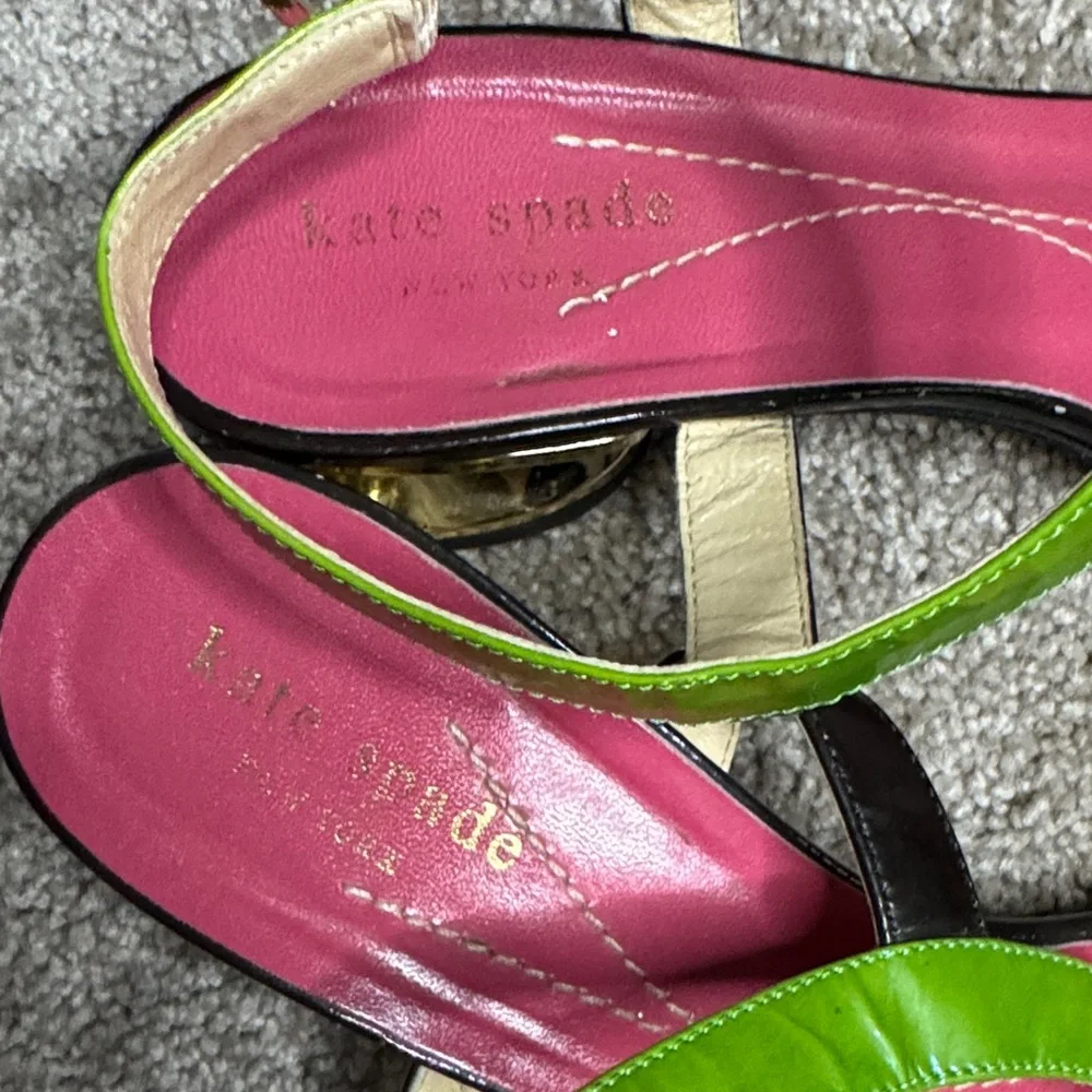 Kate Spade Green, Yellow, and Black Sandals